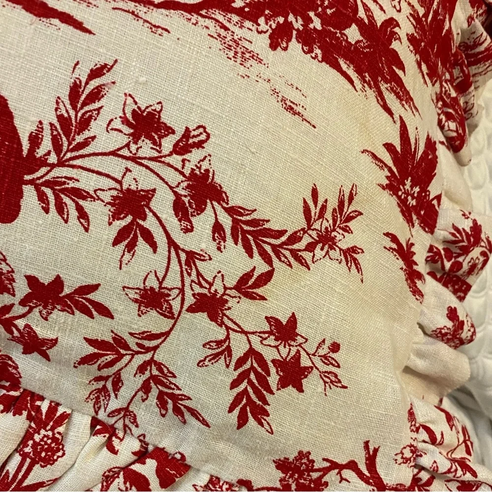 Authentique Vintage Pair of French Toile Euro-Shams 26 » Square ~ France ~ VGVC